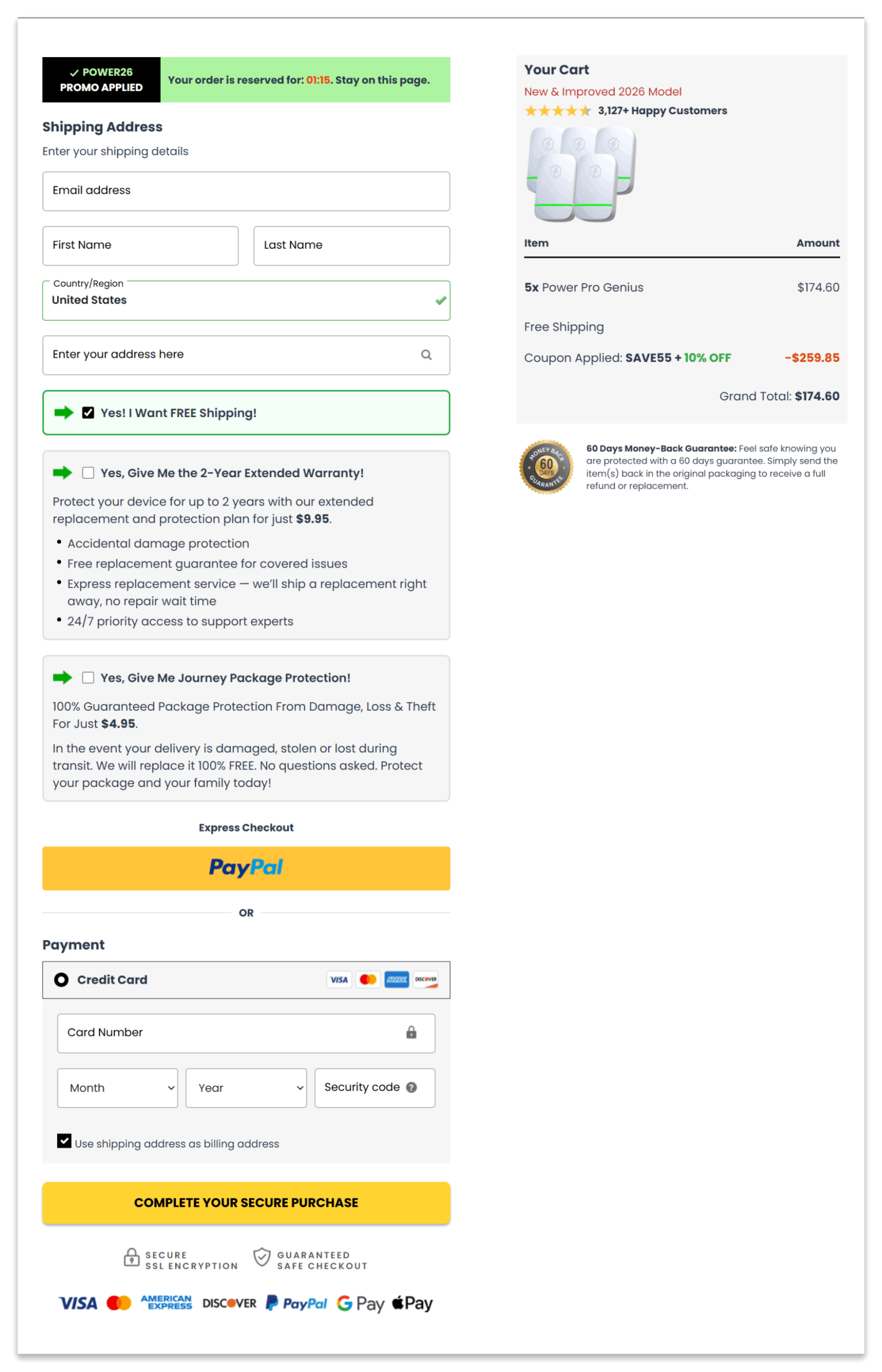 Power Pro Genius Secure Checkout Page